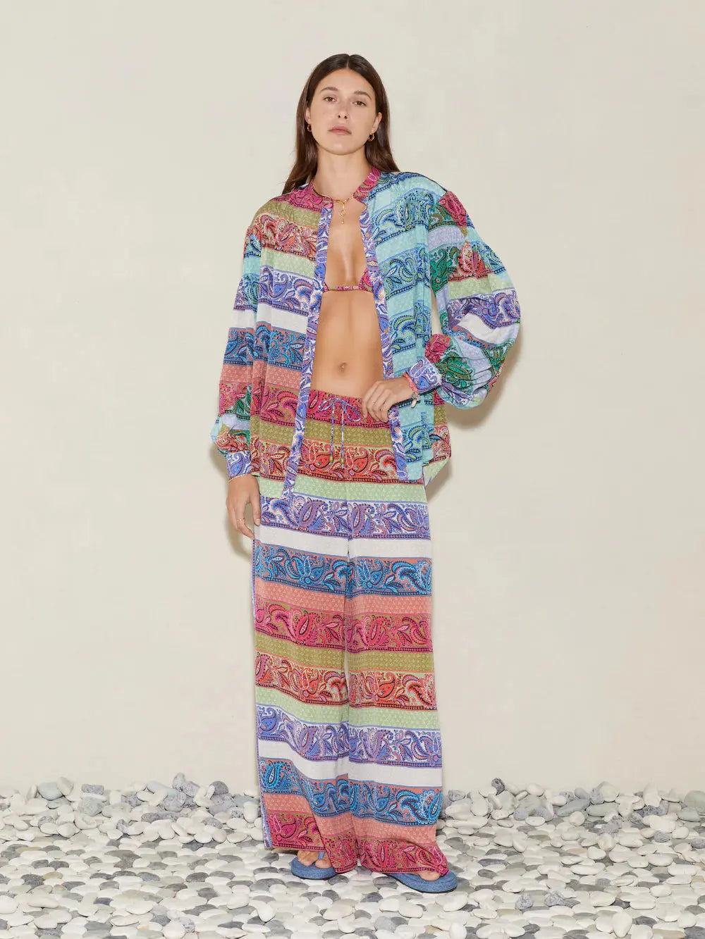 Marseille Silk Wide Leg Pant Boteh