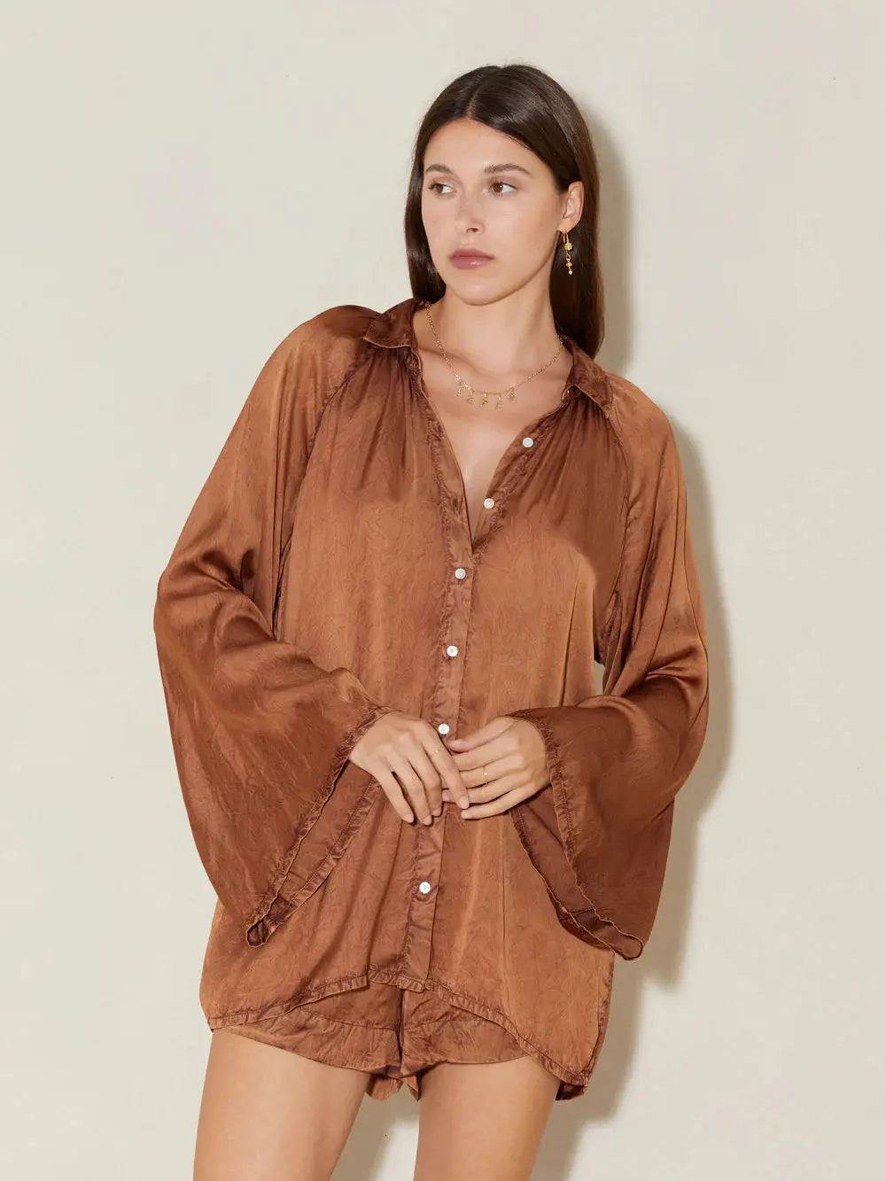 Luster Wide Sleeve Shirt Boteh