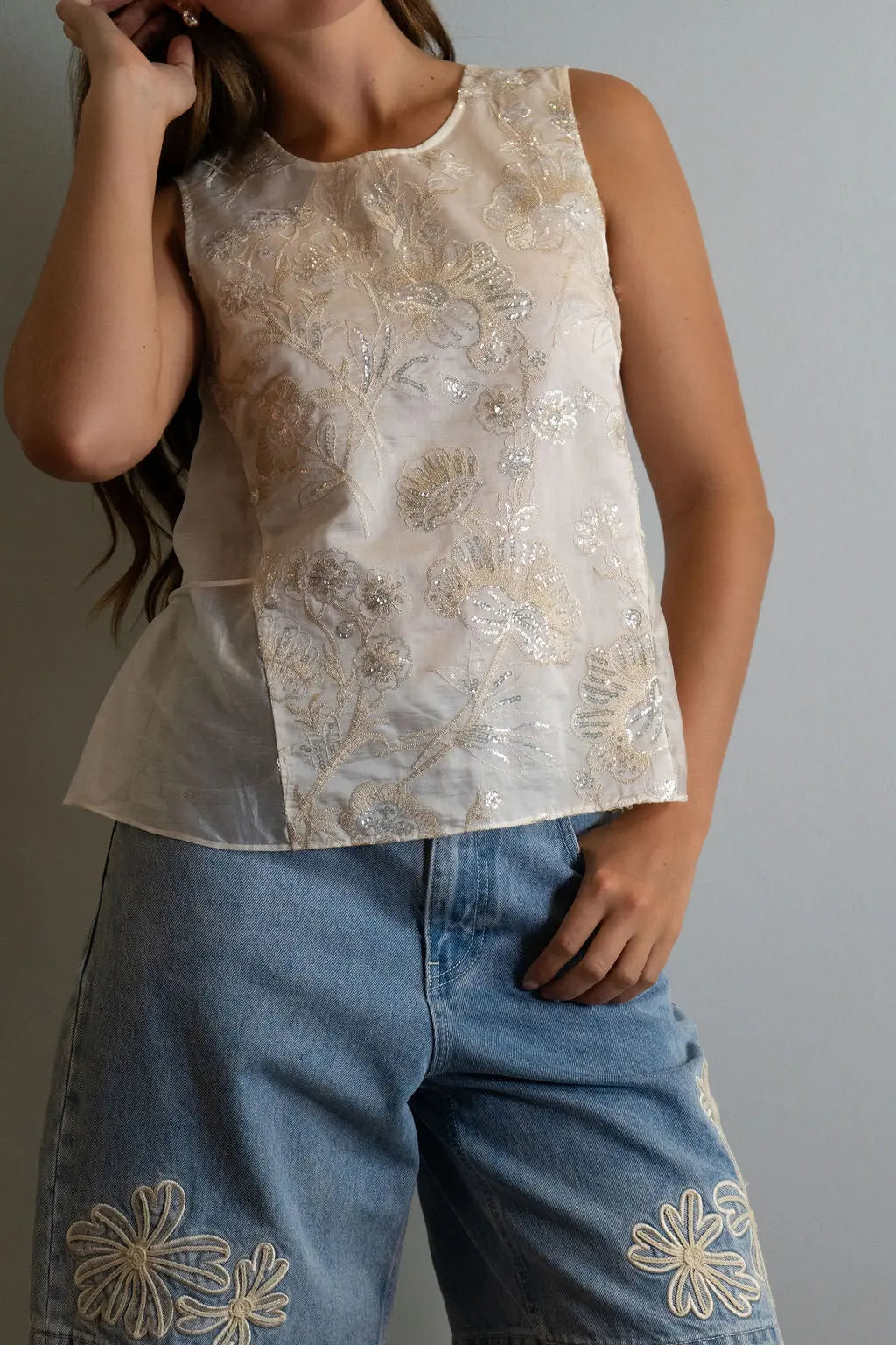 Benson Floral Sequin Blouse Saint Art