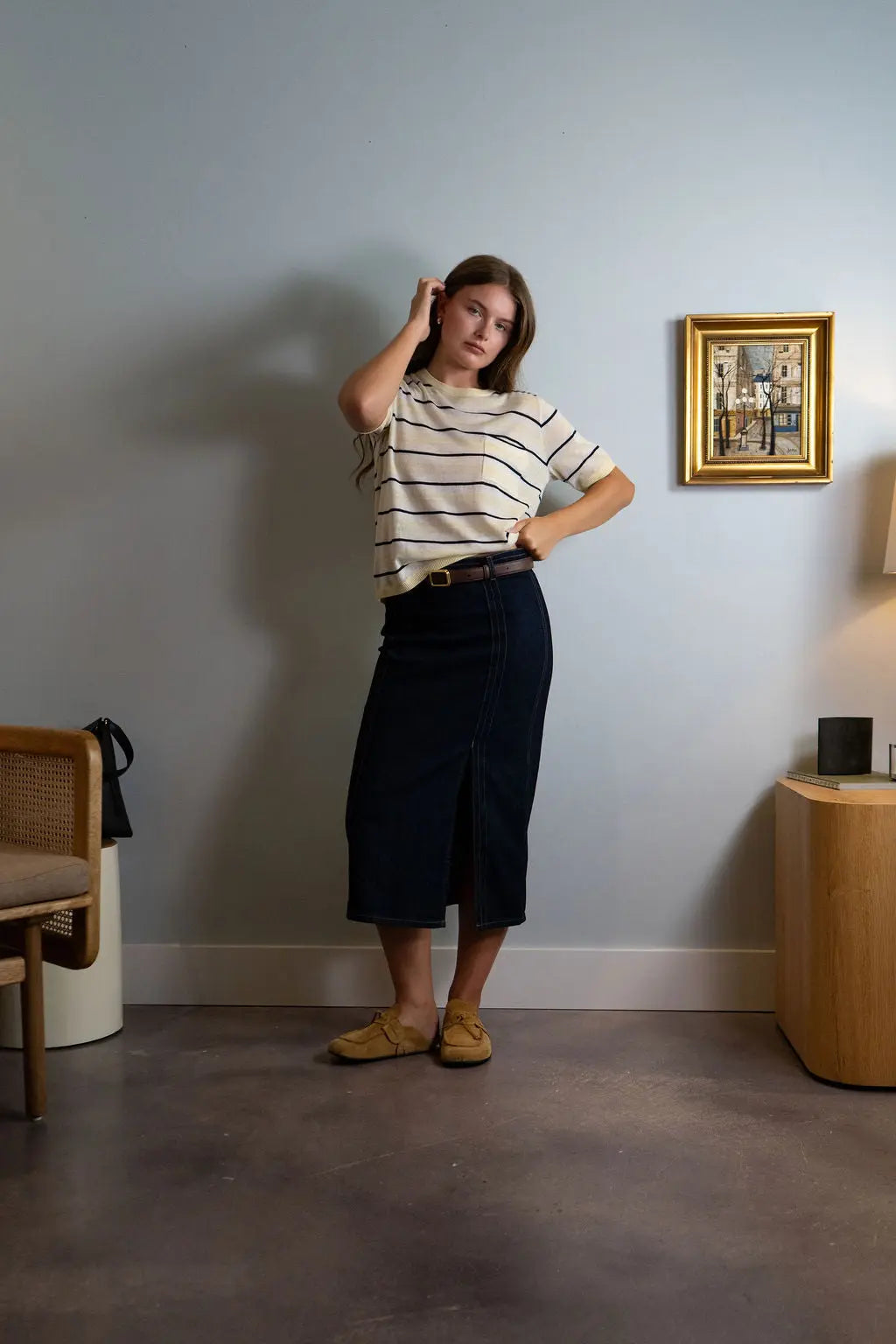 Denim Skirt w/ Seams TWP