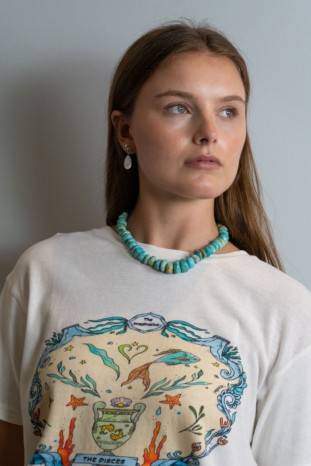 Turquoise, Ruby & 14K Necklace