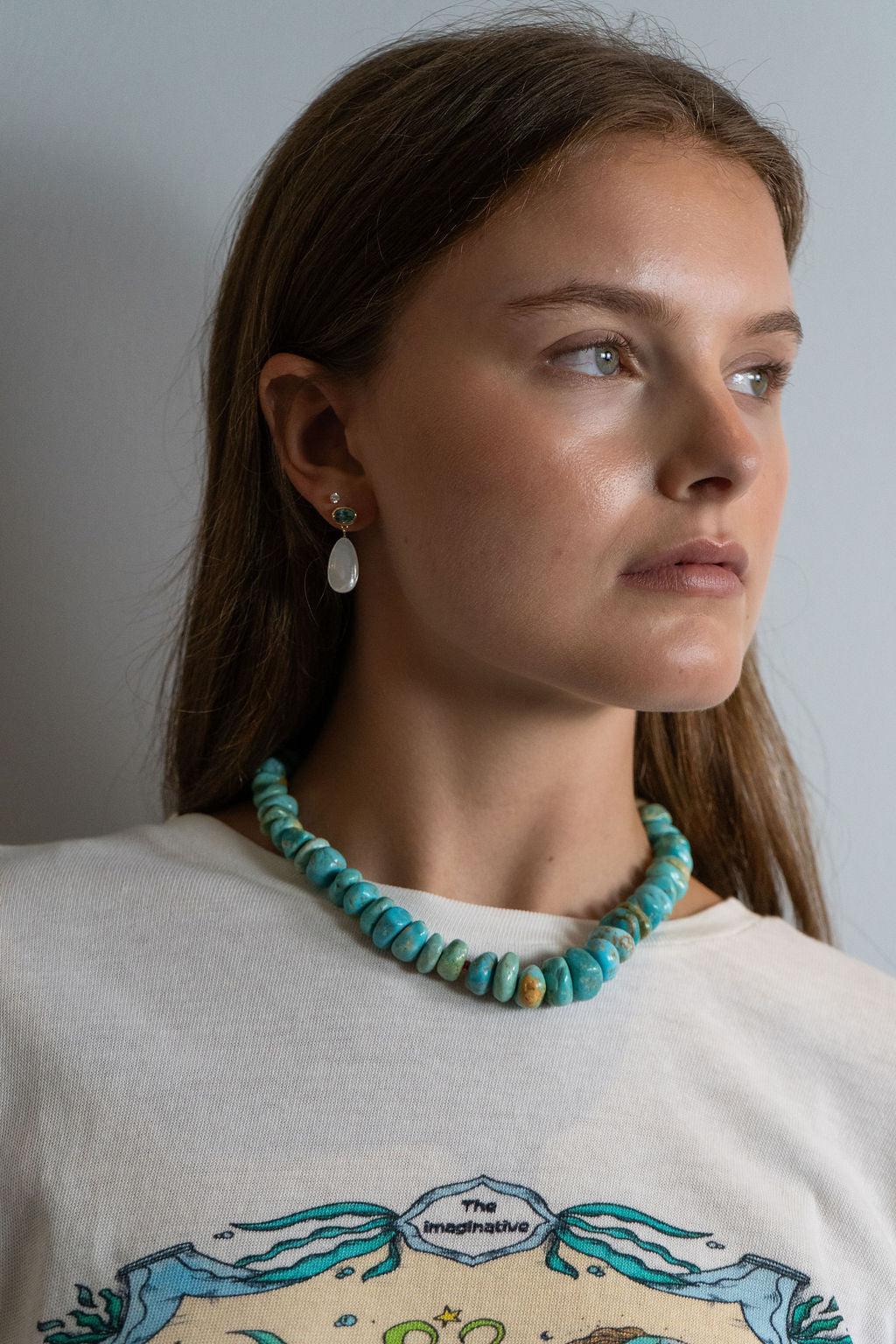 Turquoise, Ruby & 14K Necklace