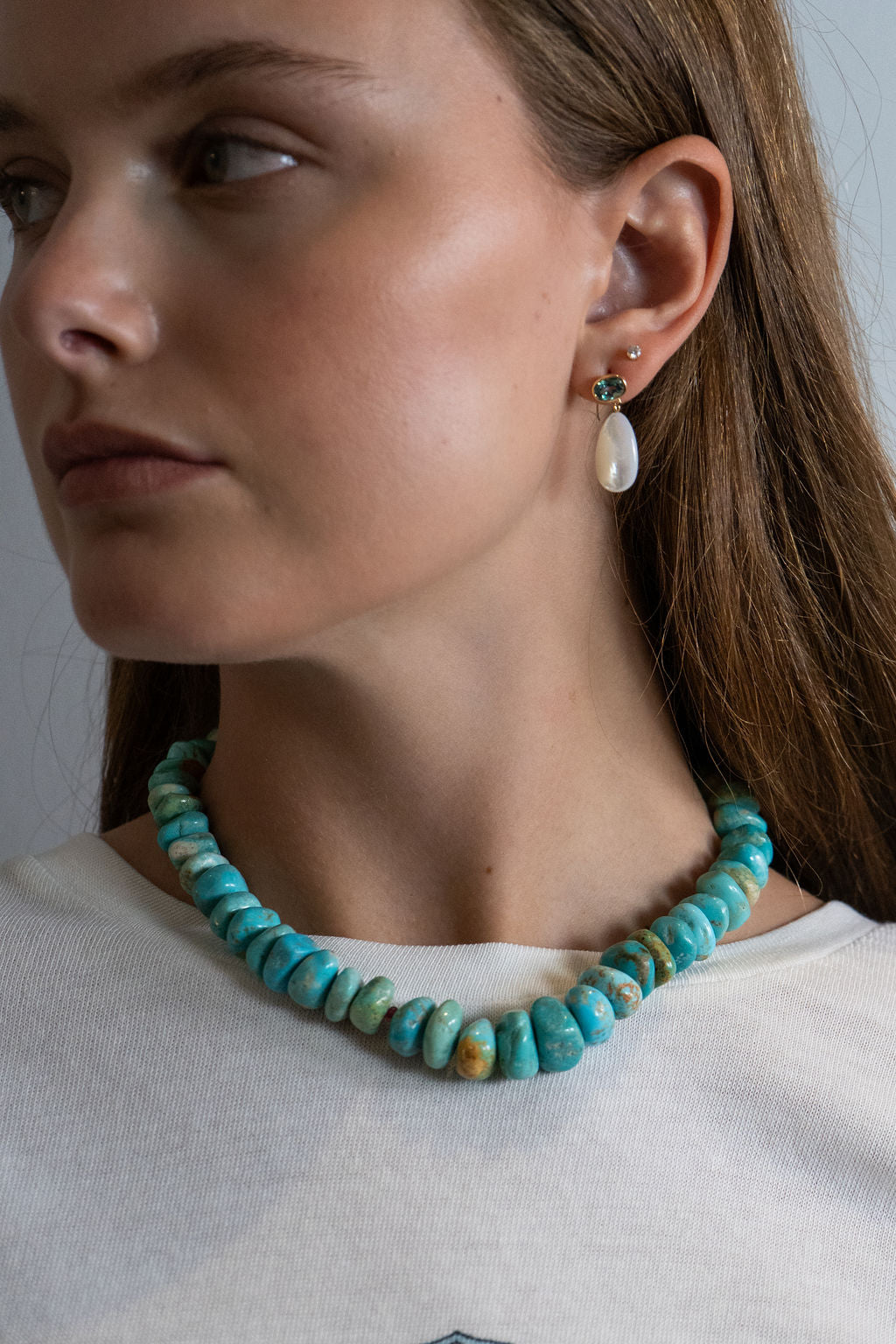 Turquoise, Ruby & 14K Necklace