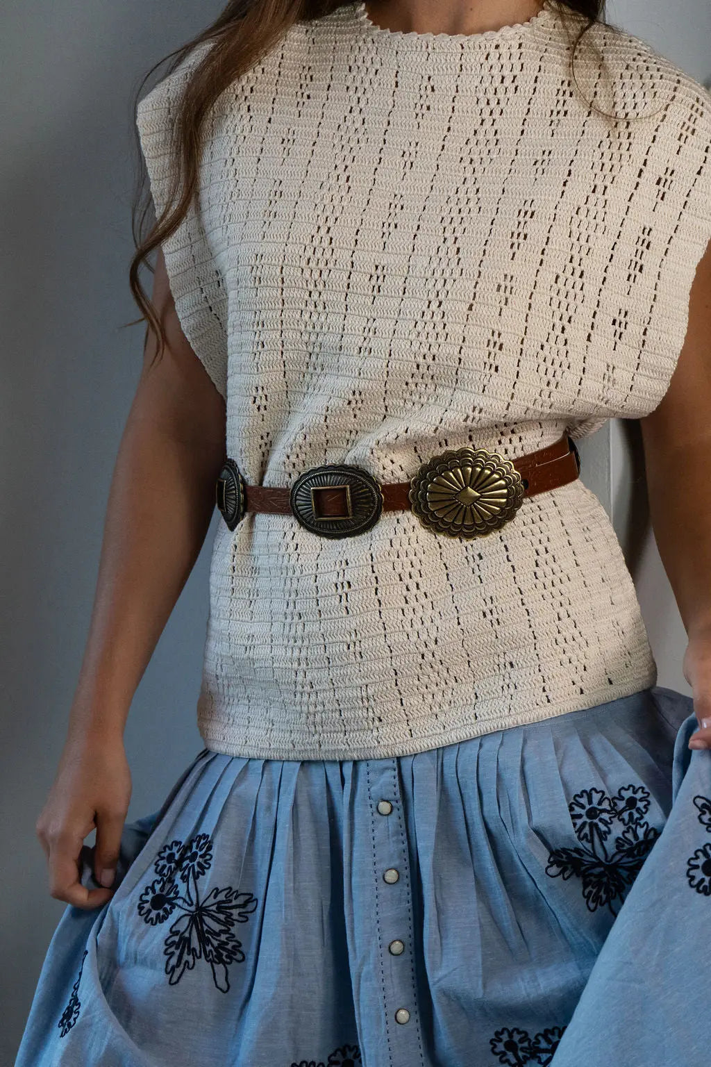 Stetson & THE GREAT Tooled Leather Concho Belt The Great