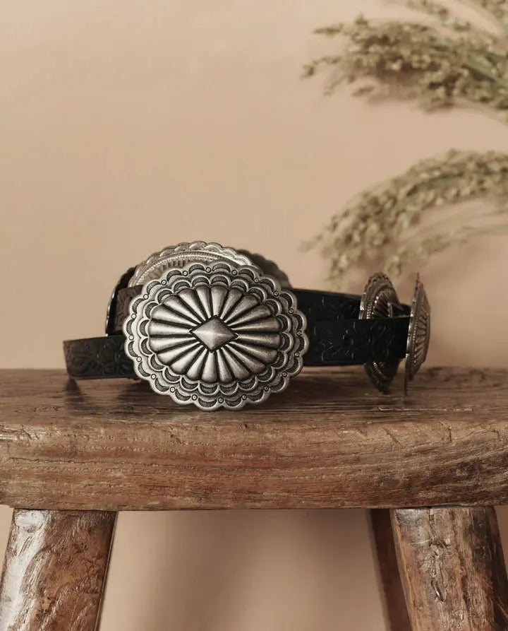 Stetson & THE GREAT Tooled Leather Concho Belt The Great