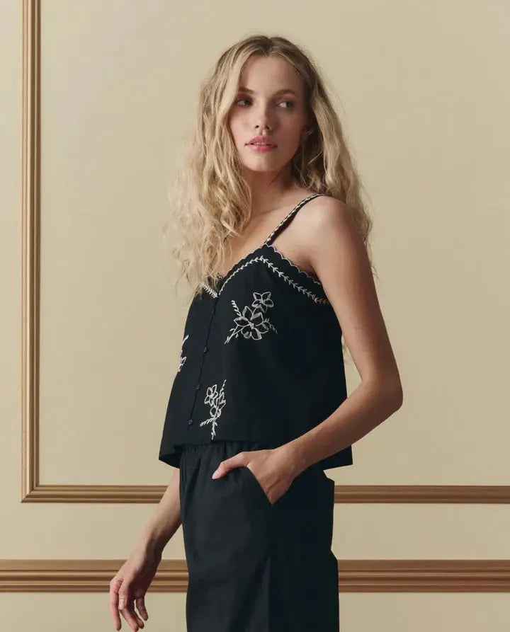 The GREAT Weekend Tank w/ Hanky Embroidery The Great